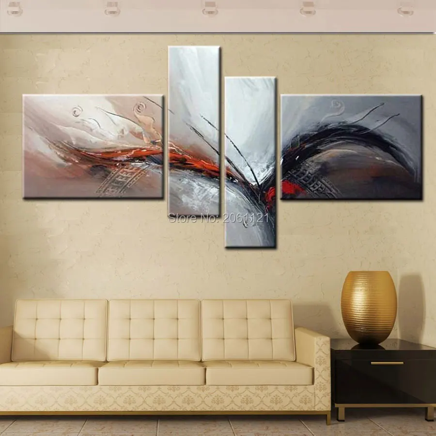 Картина абстрактная на стену с изображением птиц 4 шт. | Дом и сад