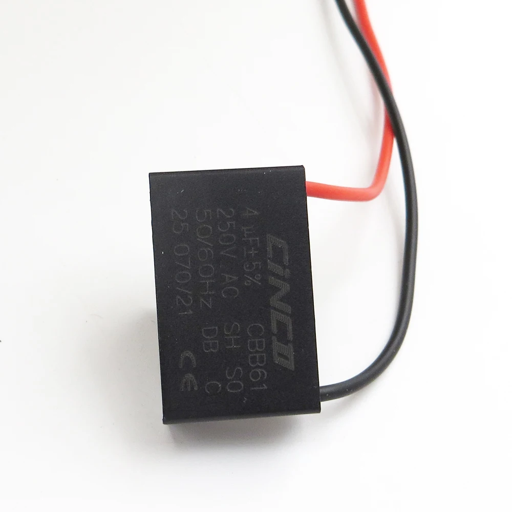 Двигатель конденсатор Электрический вентилятор Скорость CBB61 4 мкФ 250 220 V 2 провода