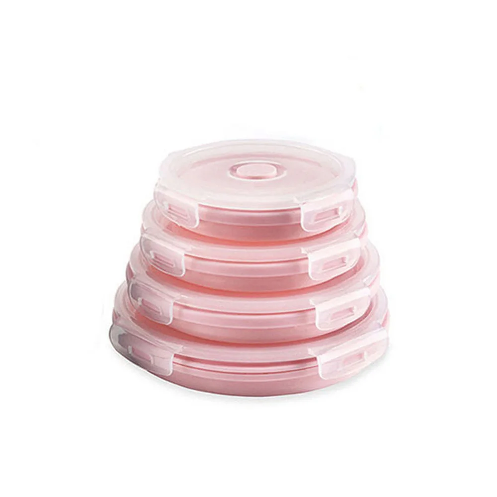 Кухонные круглые силиконовые коробки для еды миски обедов бенто складные