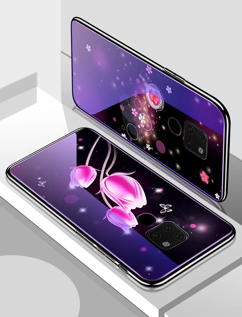 Чехол для Huawei Mate 20x стеклянные чехлы телефонов 20 Pro Lite X покрытие синий свет