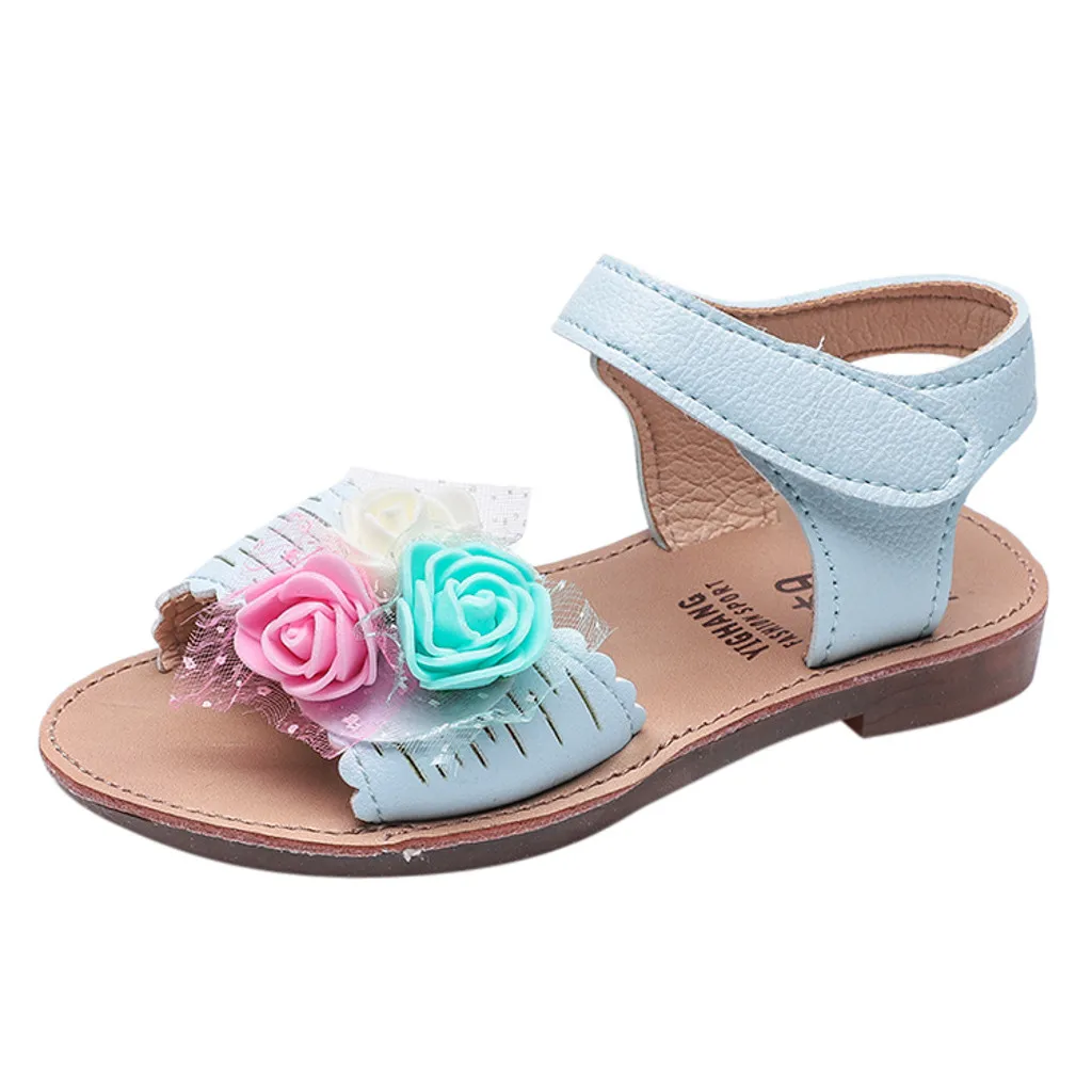 Light blue Детская обувь для маленьких девочек Повседневное один цветок крюк Обувь, сандалии buty dziecko, sapato infantil נעלי ילדים# g40US - Цвет: Light blue