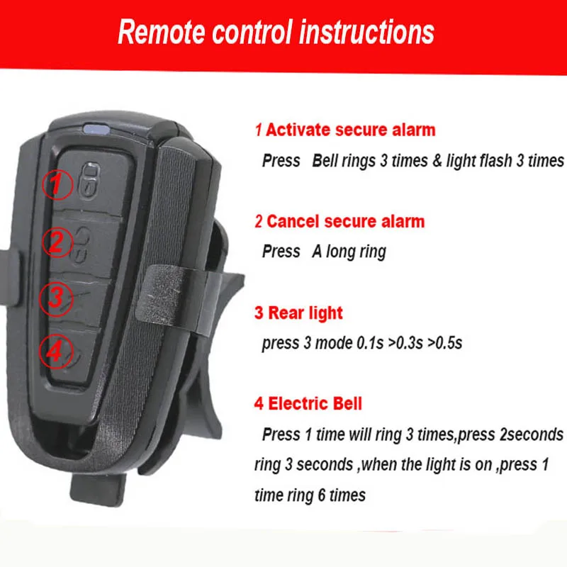 Wireless Electric Cycling Bell light Bicycle Alarm Light Cycling Taillight horn LED Anti-theft Remote bike Accessories