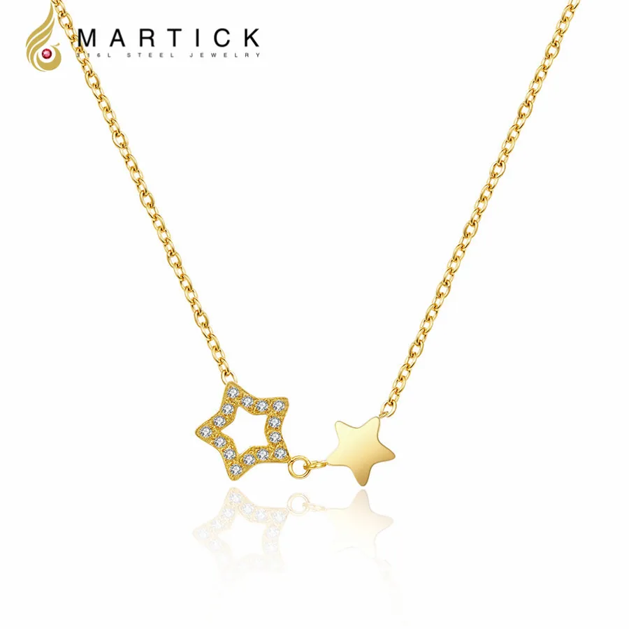 Martick 316L кулон двойной формы из нержавеющей стали с прозрачным сверкающим