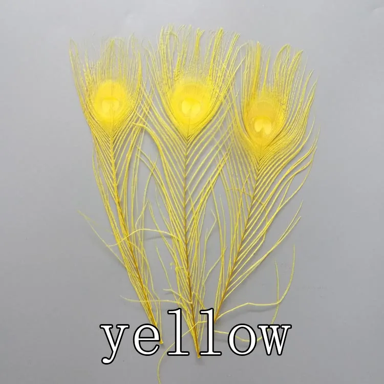 yellow Лидер продаж! 50 шт./лот, 25-30 см, цветные, оптом, дешевые, белые, павлиньи перья, глаза для свадебной вечеринки, украшения для дома - Цвет: yellow