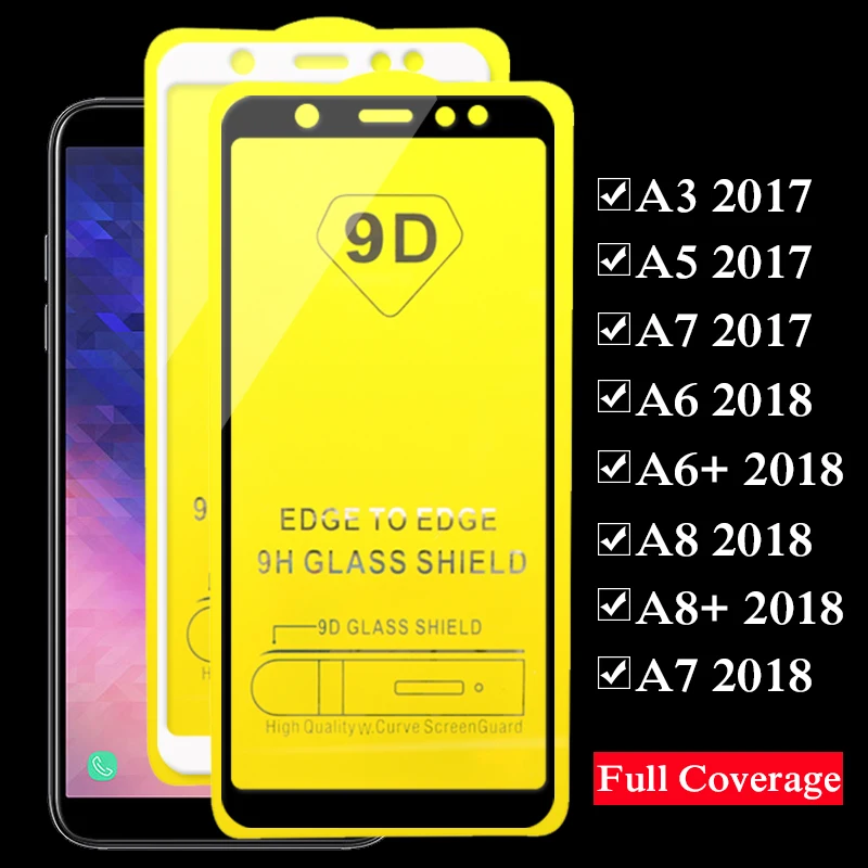 2 шт. 9D Защитное стекло для Samsung Galaxy A6 A7 A8 2018 Plus A3 A5 2017 защита экрана A 5 6 7 8 полное