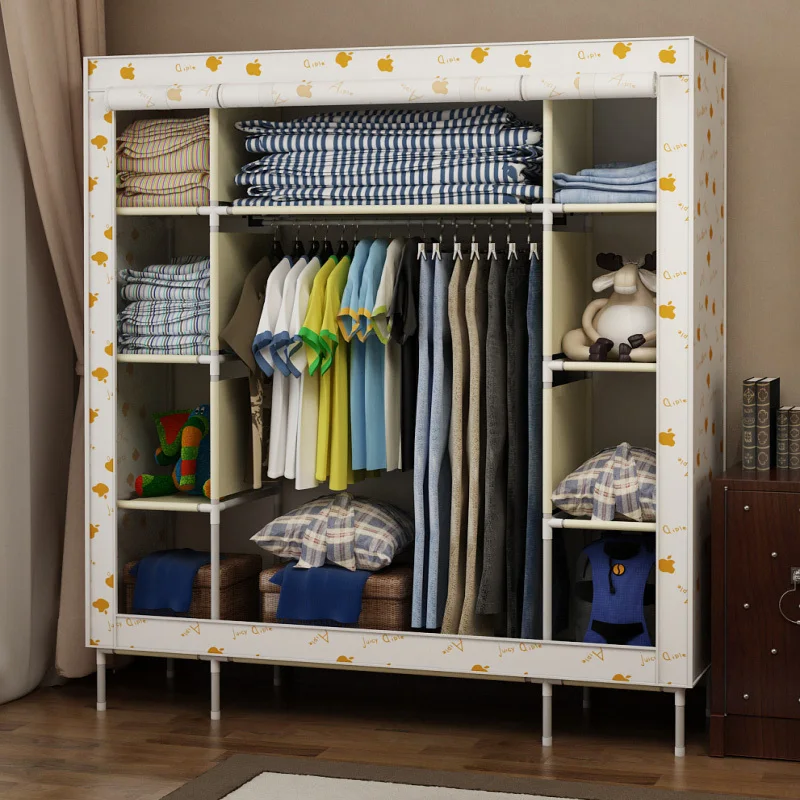The new large capacity Easy assembly length 142 * W 44 H 171cm bold steel cloth wardrobe shipping | Мебель