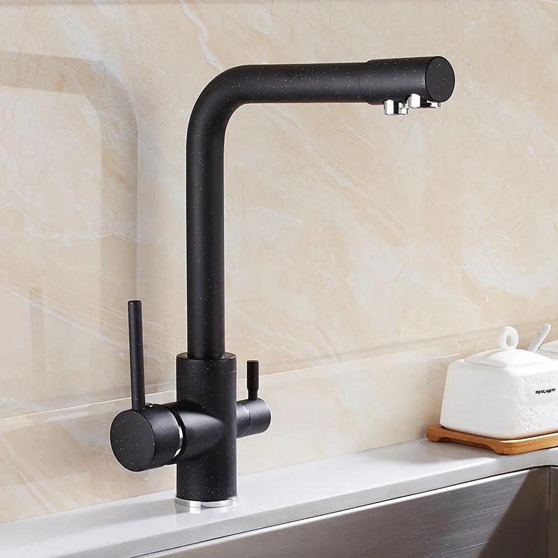 

New oatmeal color Kitchen Faucet Seven Letter Design 360 Degree Rotation with Water Purification Features Double Handle