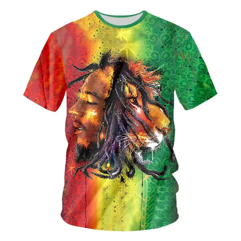 Новинка 3D футболка в стиле хип хоп унисекс с принтом Bob Marley головой льва Homme