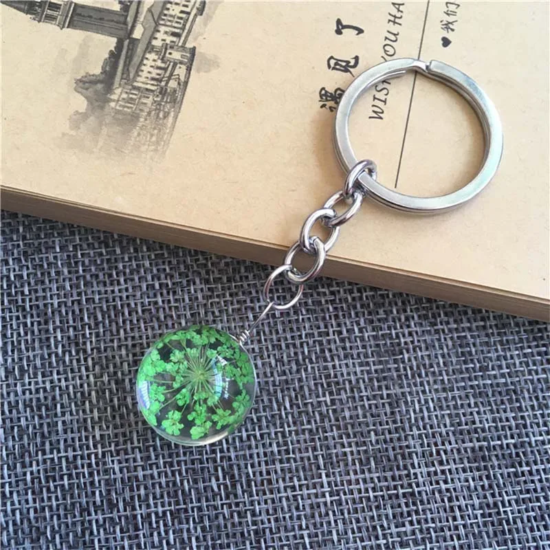 Новинка модный брелок для ключей ручной работы кольцо с натуральным сушеным