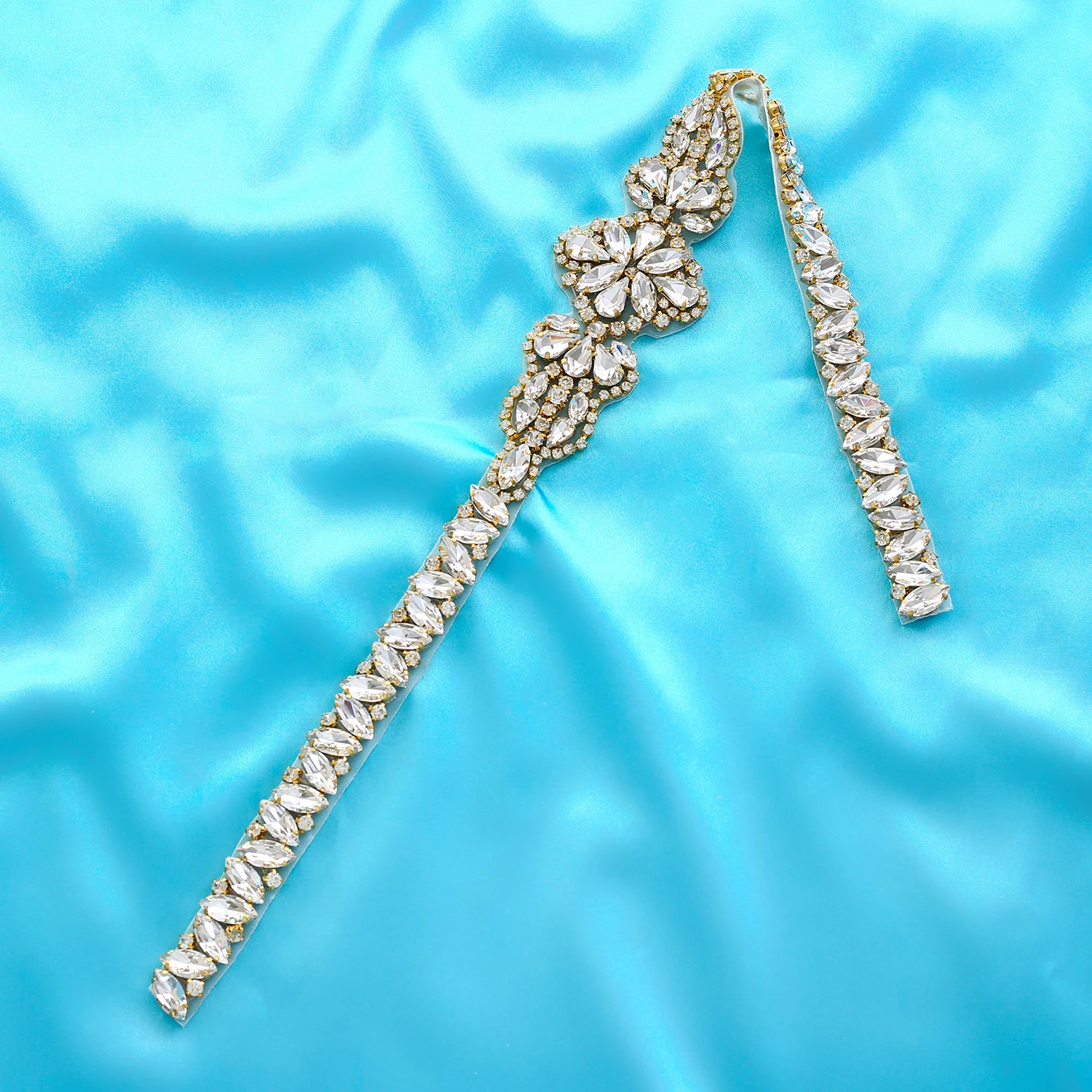 Gold Rhinestones Bridal Belt Crystal Wedding Dress Handmade Sash For Accessories S181G | Свадьбы и торжества