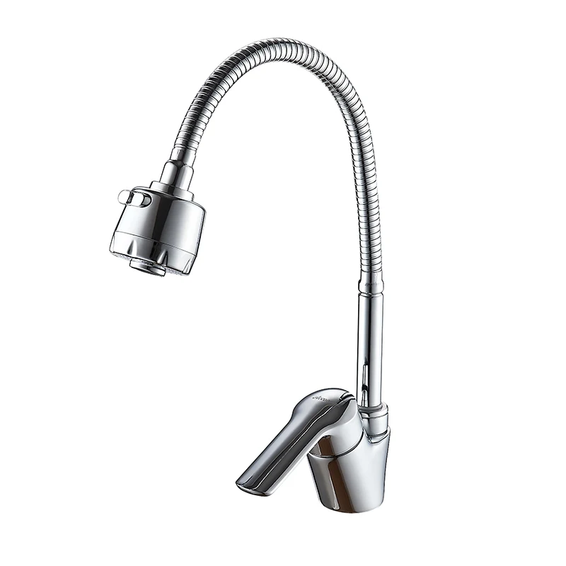 Accoona Zinc Alloy Kitchen Faucet Tube 3 kinds of Water Way Outlet Pipe Tap Basin Plumbing Hardware Brass Sink Faucets A4868 - Color: A4868