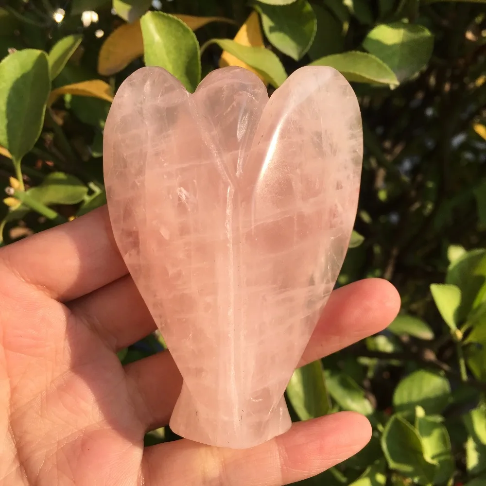 

137g Natural rose stone Quartz Crystal Hand-carved Angel For Home Decor