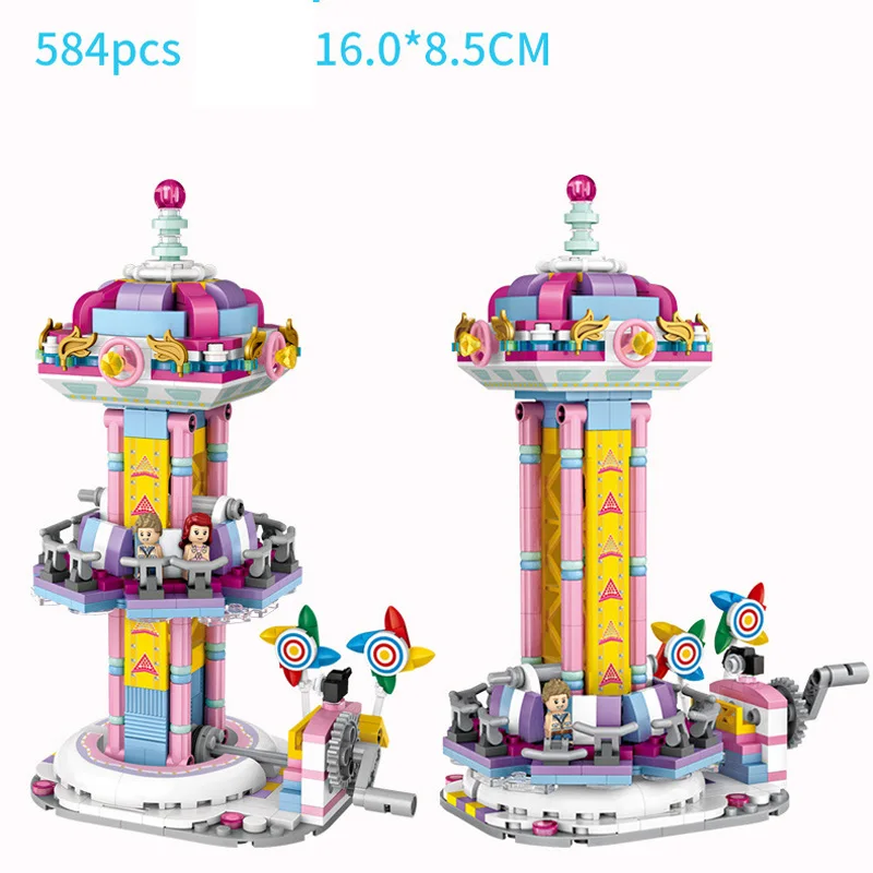 Funland мини-блок колесо обозрения НЛО Ловец пиратский корабль merry-go-круглый вращающийся самолет бампер автомобиль турбо падение стек кирпичная игрушка - Цвет: turbo drop