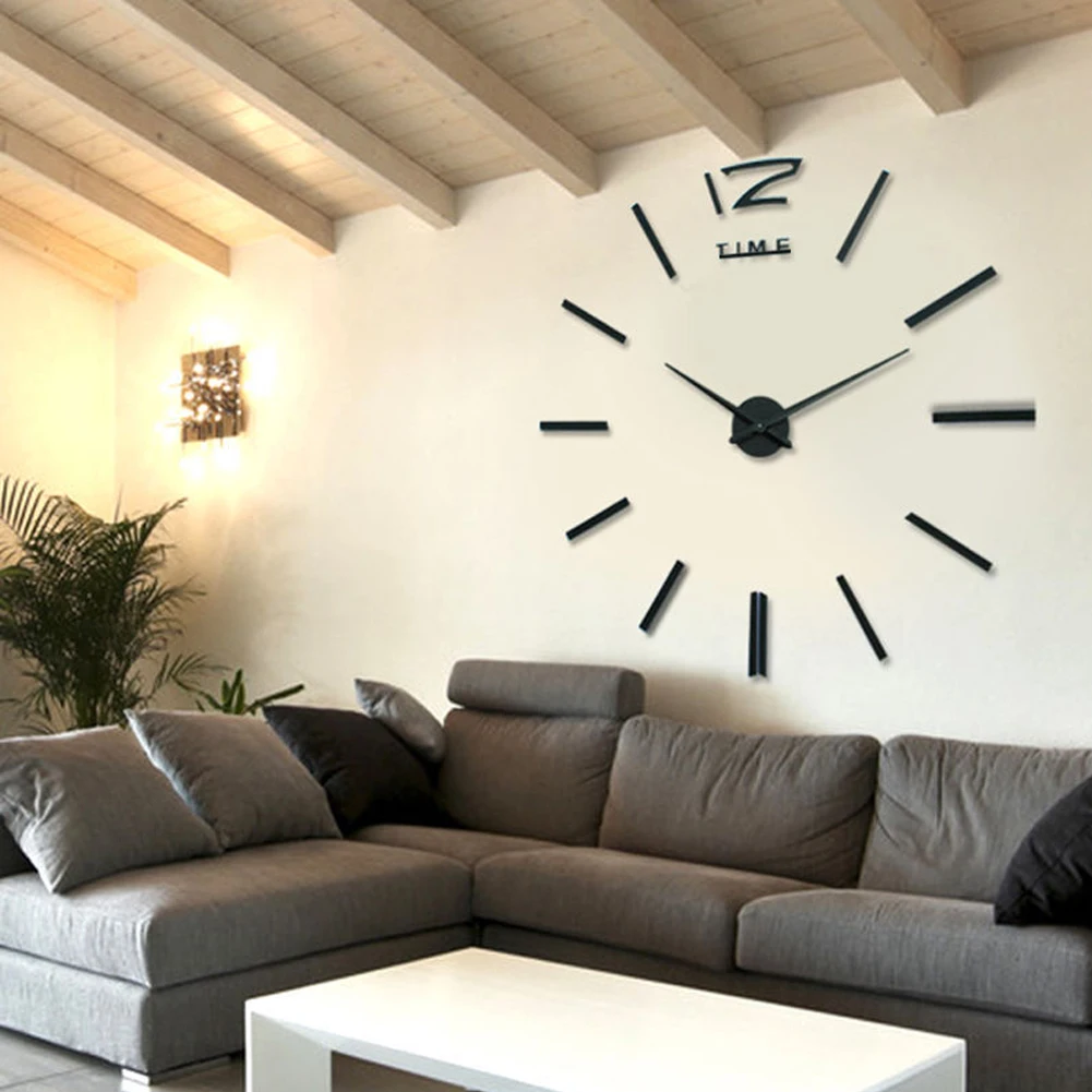 Fai-Da-Te модно Гранде Orologio da Parete комплект 3D Specchio Superficie Adesivo