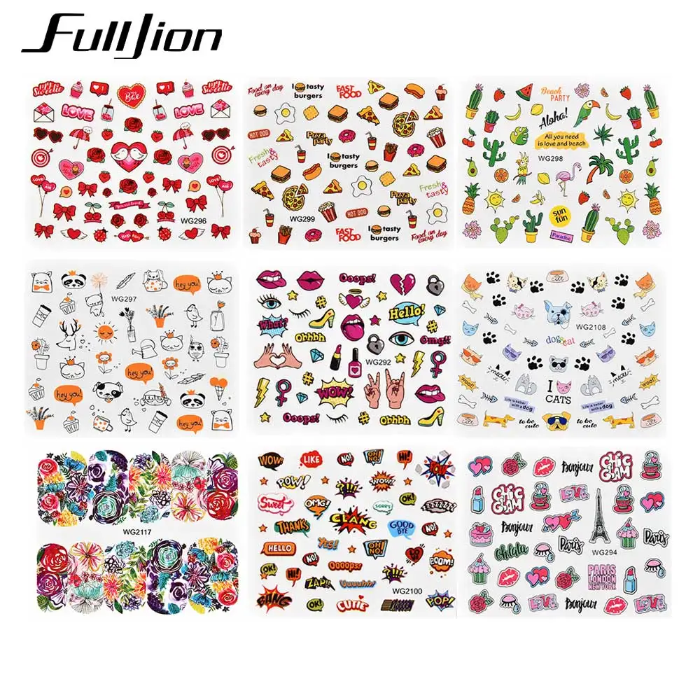 Fulljion 20 шт инструментов для ногтей наклейки водяной знак слайдер переводная