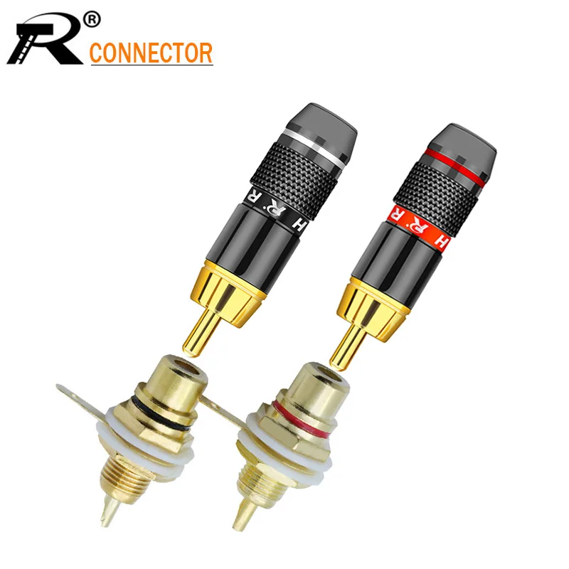 2 компл./лот RCA коннекторы шт. штекер + гнездо панель крепление паяльник динамик