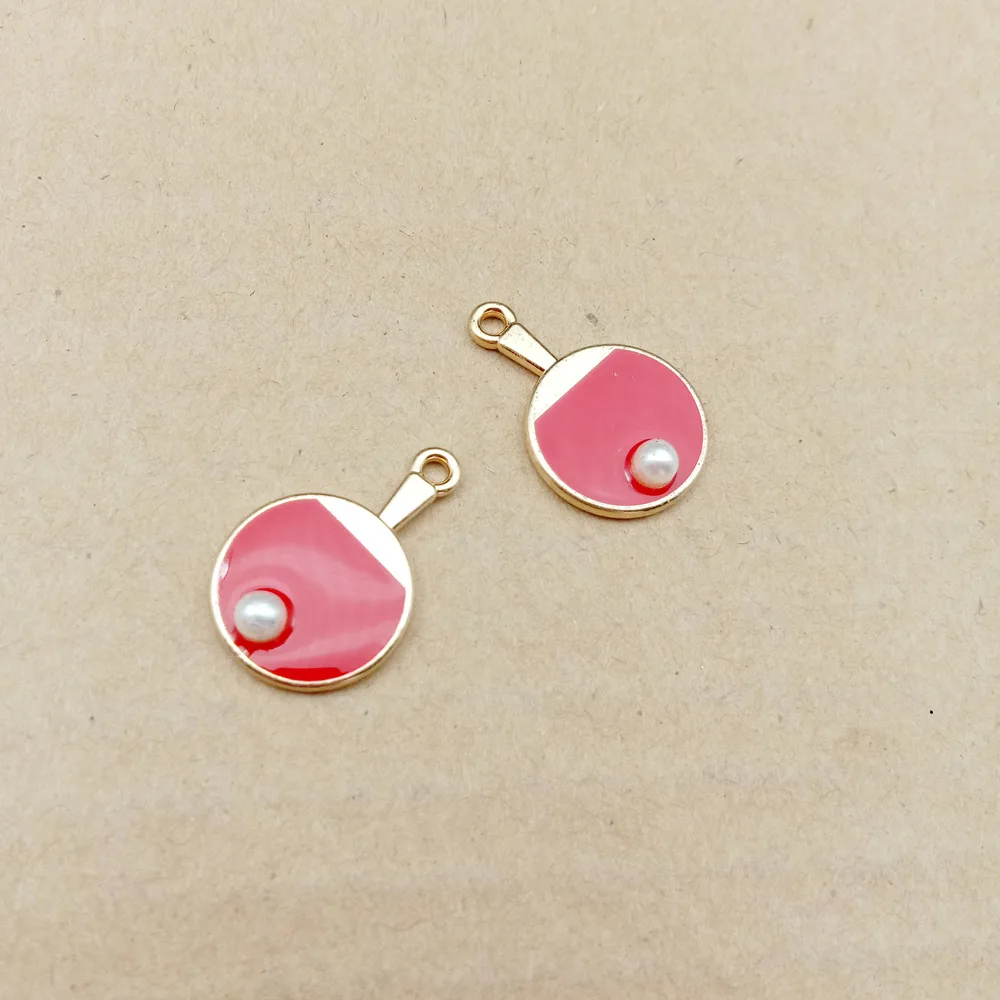 10pcs 23x15mm Enamel jewelry accessories pearl table tennis ball racket charms Earrings Necklace Pendant handmade DIY material | Украшения