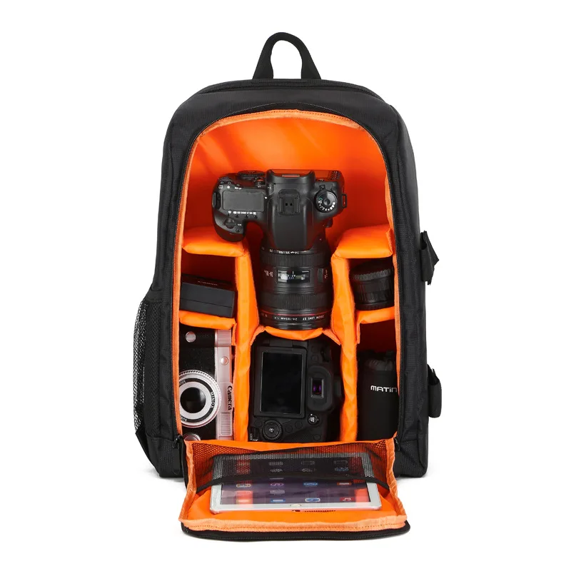 Мульти-функциональные DSLR Камера SLR сумка чехол для линзы объектива Мягкая дорожная сумка для ноутбука двойной рюкзак для цифровой зеркальной камеры Nikon Canon Водонепроницаемый - Цвет: Orange Size XL