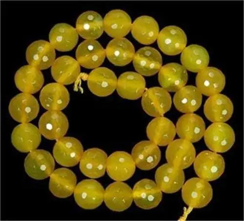 

10mm Faceted South America Topaz Yellow Gems Round Loose Beads 15"##QW145