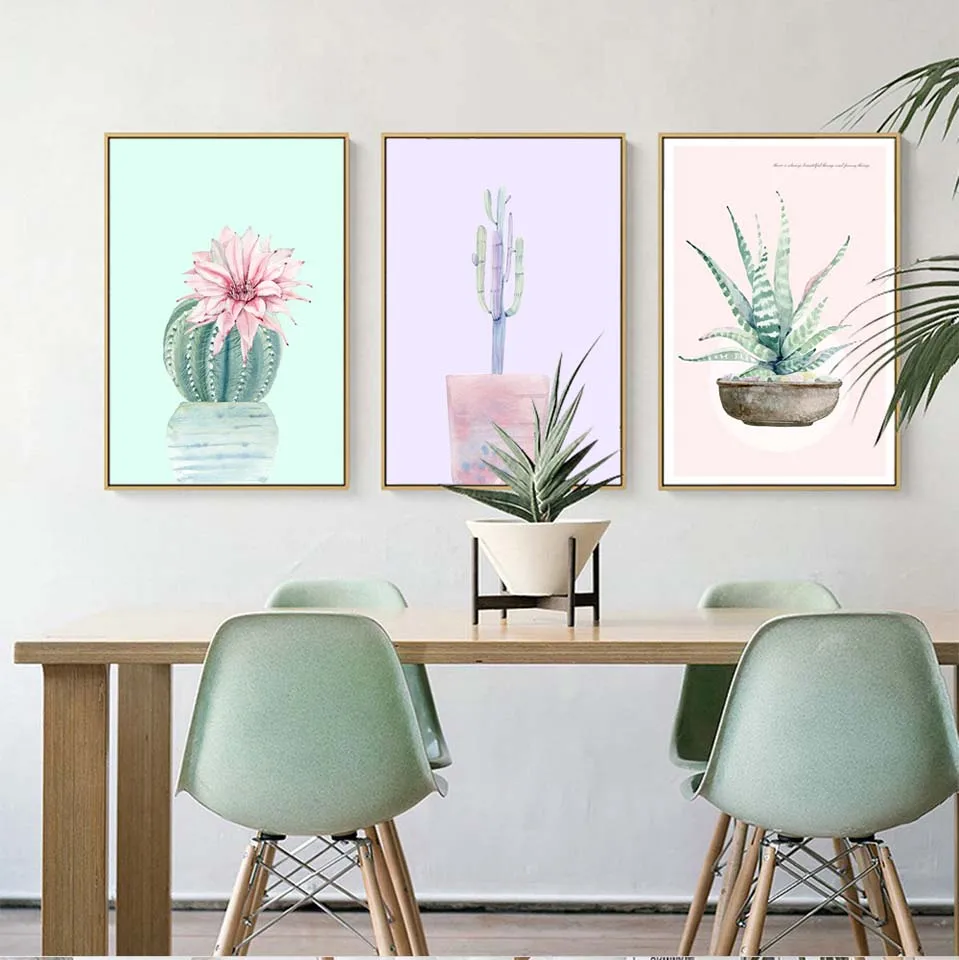 

Wall Art Poster Print Canvas Home Decoration Painting Picture oil Unframed Drawings Hand painted cactus Nordic Living-room