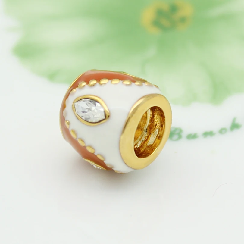 Women Fashion Accessories DIY Painted Charm Easter Gold White Horse Eye Rhinestone Amulet Fit Pandora Bracele | Украшения и