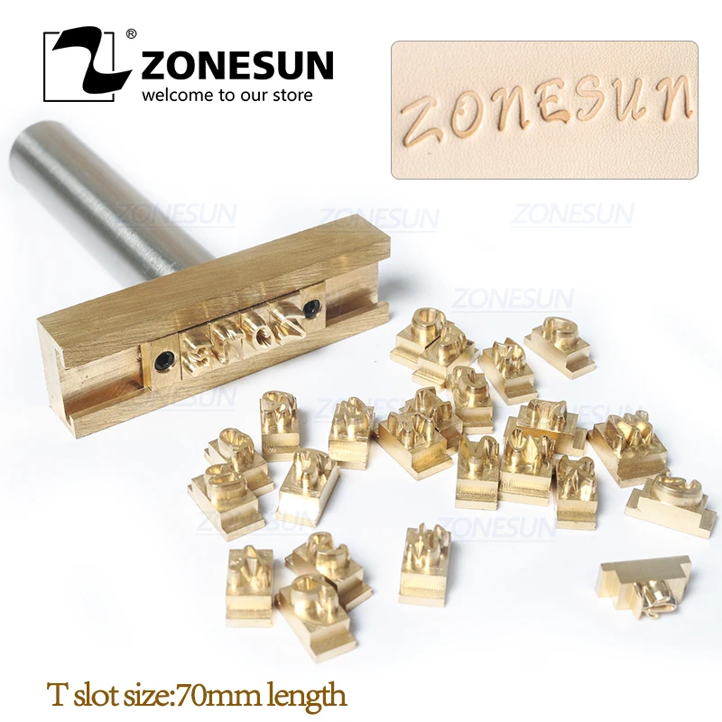 ZONESUN 5/7/10 см Т слот Алфавит цифры символы кожа штамповка холодный пресс инструмент