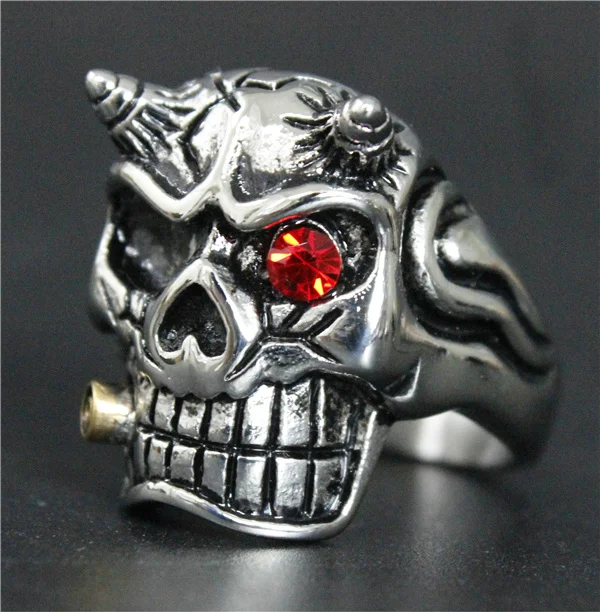 2017 крутое модное кольцо с золотыми пулями и демоном красными глазами 316L из