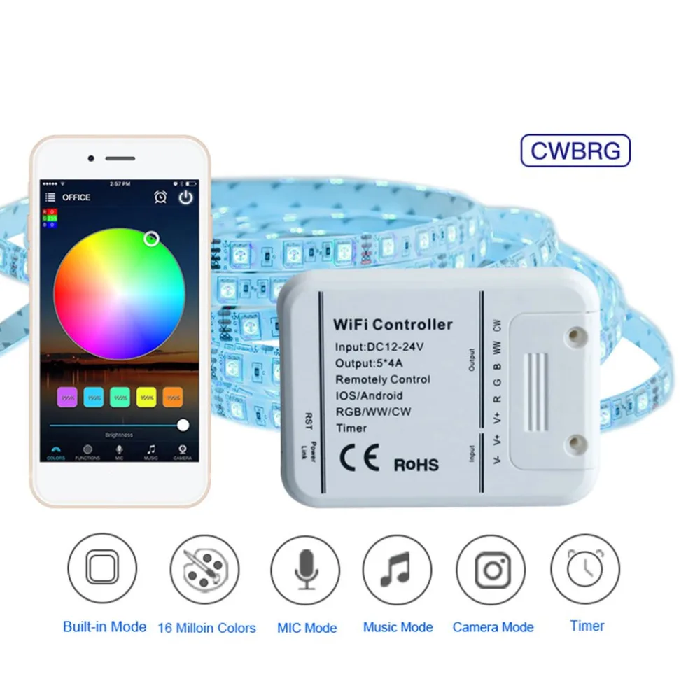 DC12-24V светодиодный Беспроводной WI-FI RGB Управление Лер удаленного Светодиодные