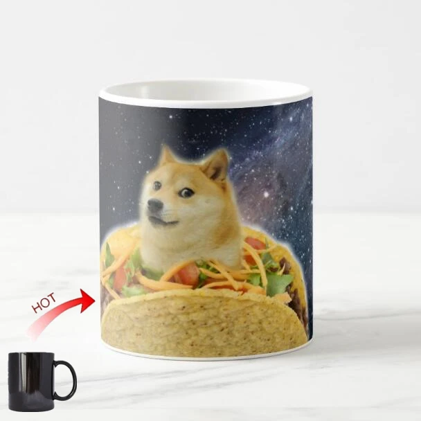 Забавная волшебная кружка Galaxy Taco Doge для кофе с космическим мемом чашки собакой