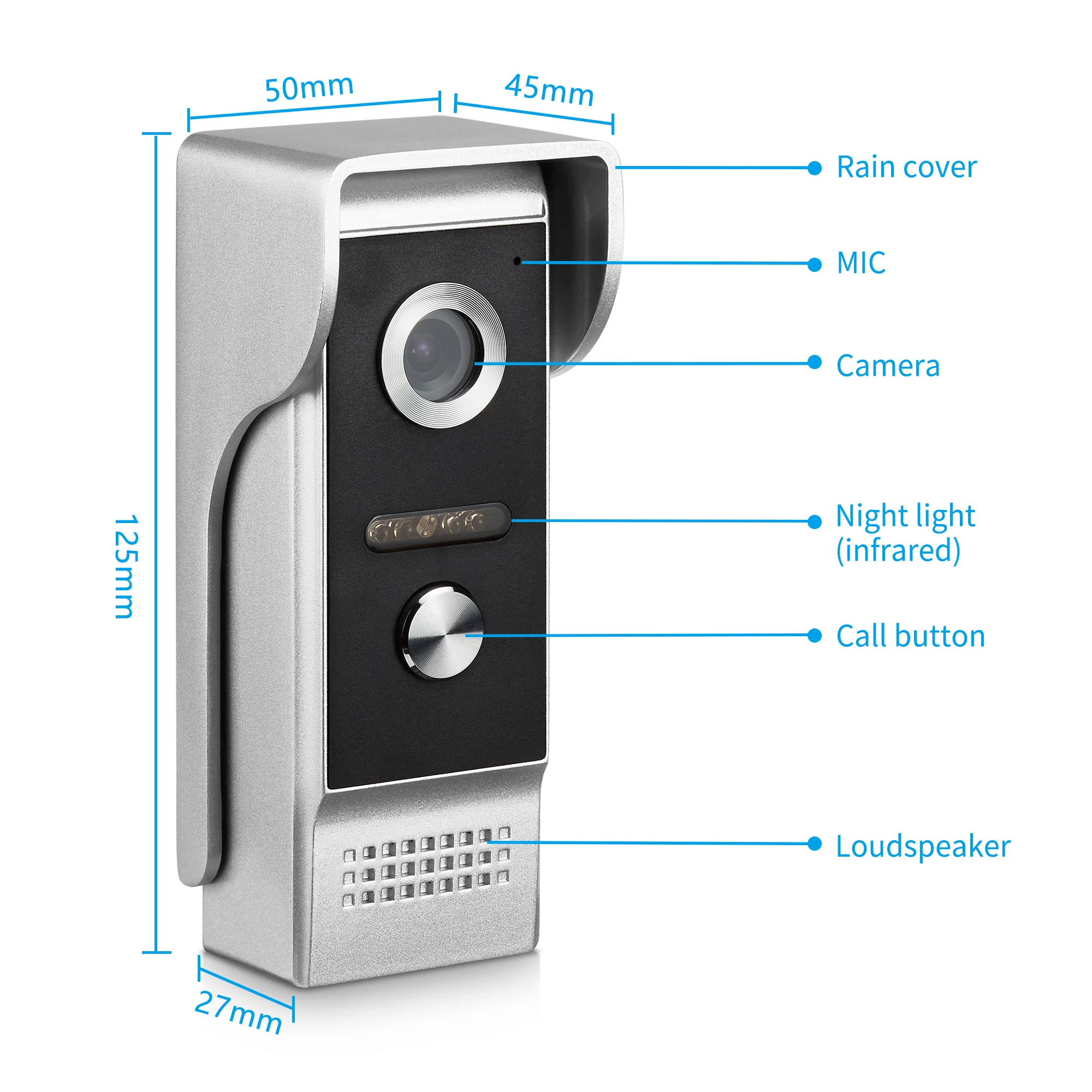 

4.3 inch Wired Video Door Phone System Visual Intercom Doorbell with 1 Monitor+1*700TVL Outdoor Camera for Home Surveillance