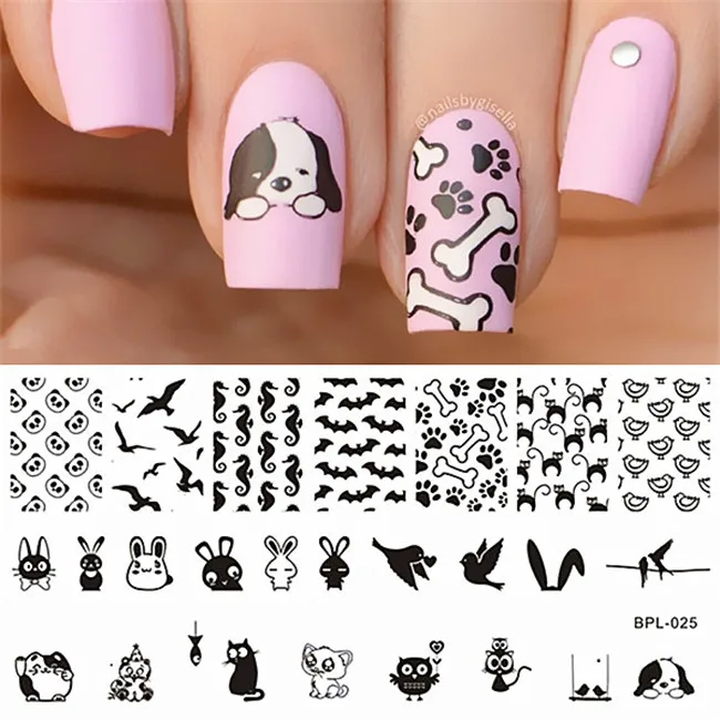 BORN PRETTY шаблон для штамповки ногтей Серия животных кошки собаки Маникюр DIY изображение пластины дизайн ногтей украшения Аксессуары