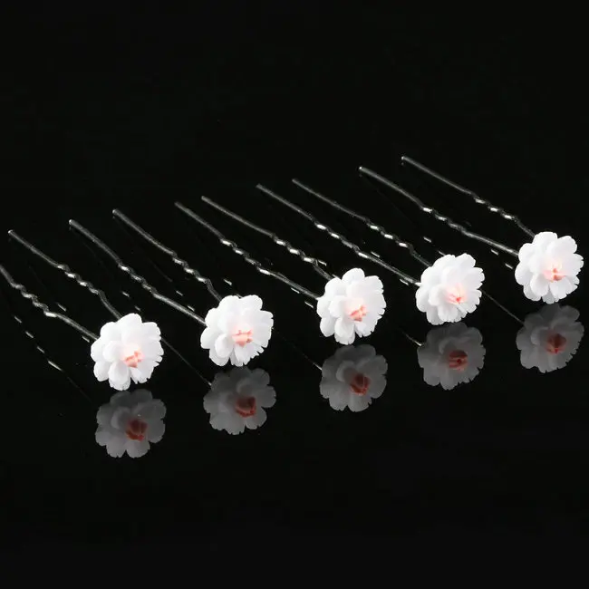 sbh white pink 10 шт./лот, роскошные свадебные шпильки для свадебной прически, украшения для волос, Винтажные заколки для волос с жемчугом и цветком для женщин и девушек, аксессуары для волос - Окраска металла: sbh white pink