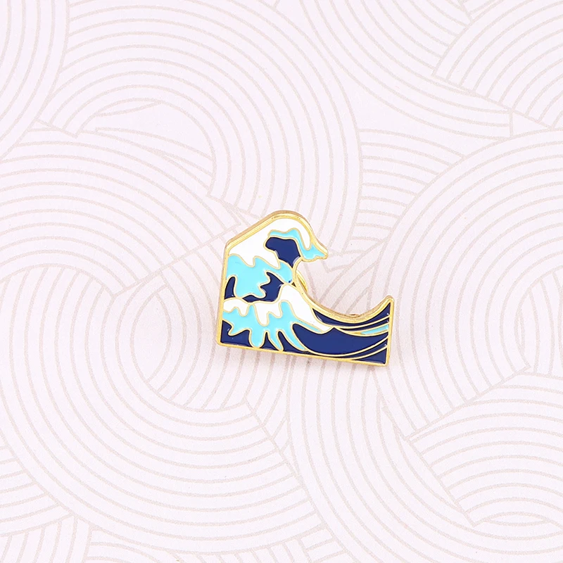 Cartoon Wave Brooches Pins Button Men Women Denim Jacket Backpack Accessories Badge Ocean Jewelry Decoration Gift | Украшения и