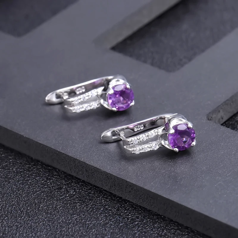 Gem's Ballet 1.63Ct натуральный аметистовый драгоченный камень обручение серьги гвоздики 925 пробы серебро ювелирные изделия для женщин