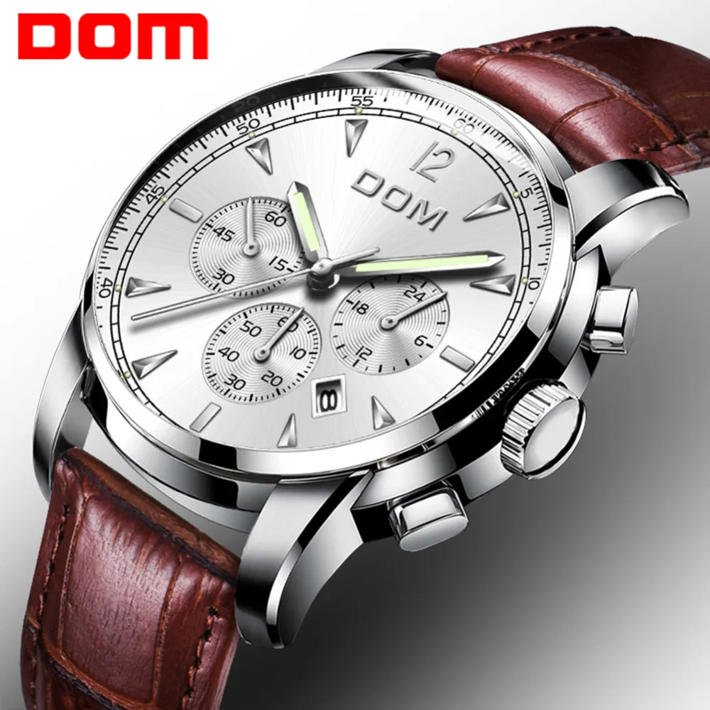 DOM New Arrived Watch Fashion Leather Quartz Men Casual Sports Watches Waterproof High Quality Men's M-75L-7MPE | Наручные часы