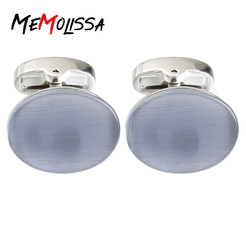 

MeMolissa 3 Pairs High Quality Classic/Elegant Cufflinks for mens Light Blue Opal French Shirt Cuff Links abotoaduras Jewelry