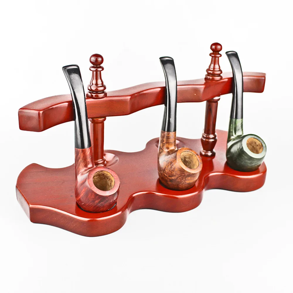

MUXIANG Black Solid Wood S-type Vertical Type Half-round Romanesque Large 5 Pipe Racks Wooden Smoking Pipe Stands fa0027&fa0035