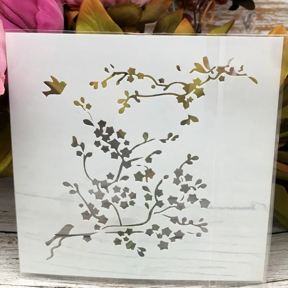 

5" New Bird Tree DIY Layering Stencils Wall Painting Scrapbook Coloring Embossing Album Decorative Paper Card Template
