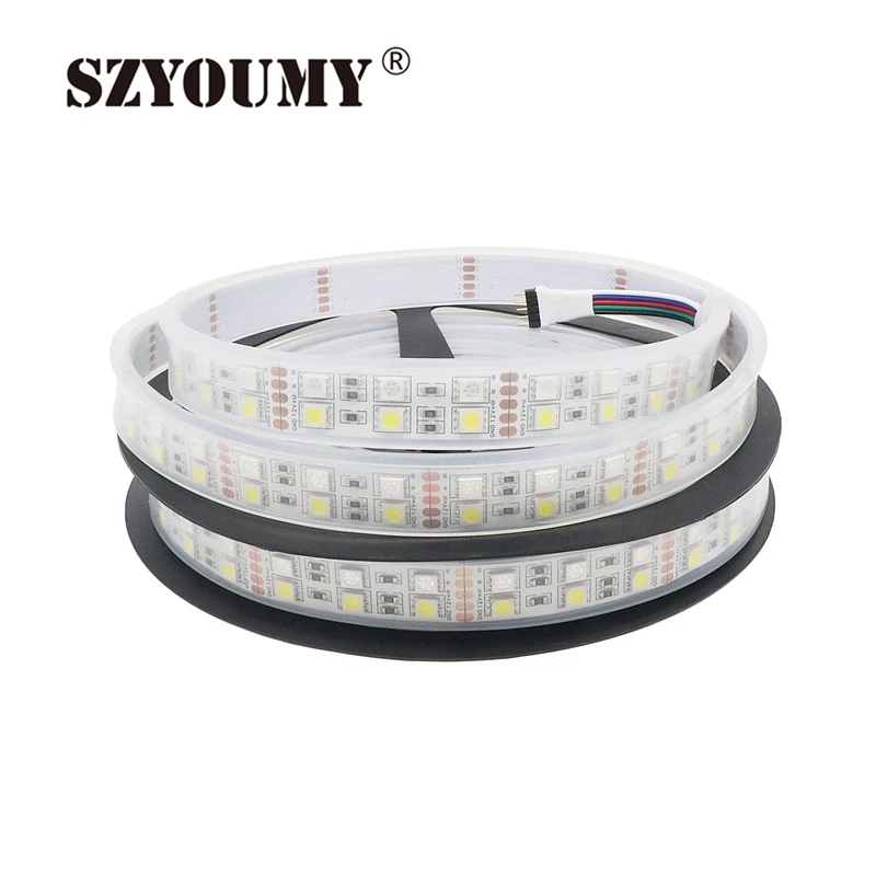 SZYOUMY 5 м Двухрядные Водонепроницаемые гибкие светодиодные ленты 5050 SMD RGBW RGBWW RGB +