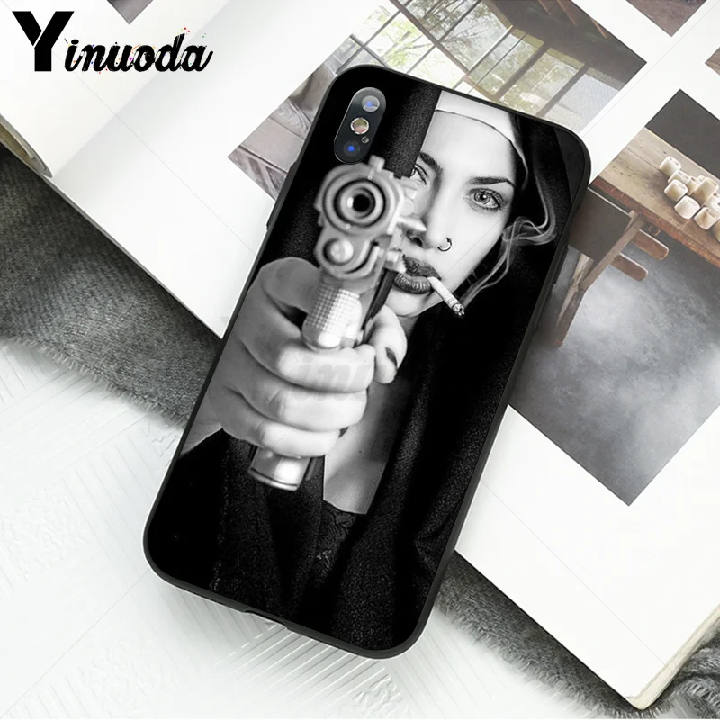 Yinuoda Sister nun TPU Мягкий силиконовый черный чехол для телефона для Apple iPhone 8 7 6 6S Plus X XS MAX 5 5S SE XR Чехол для мобильного телефона