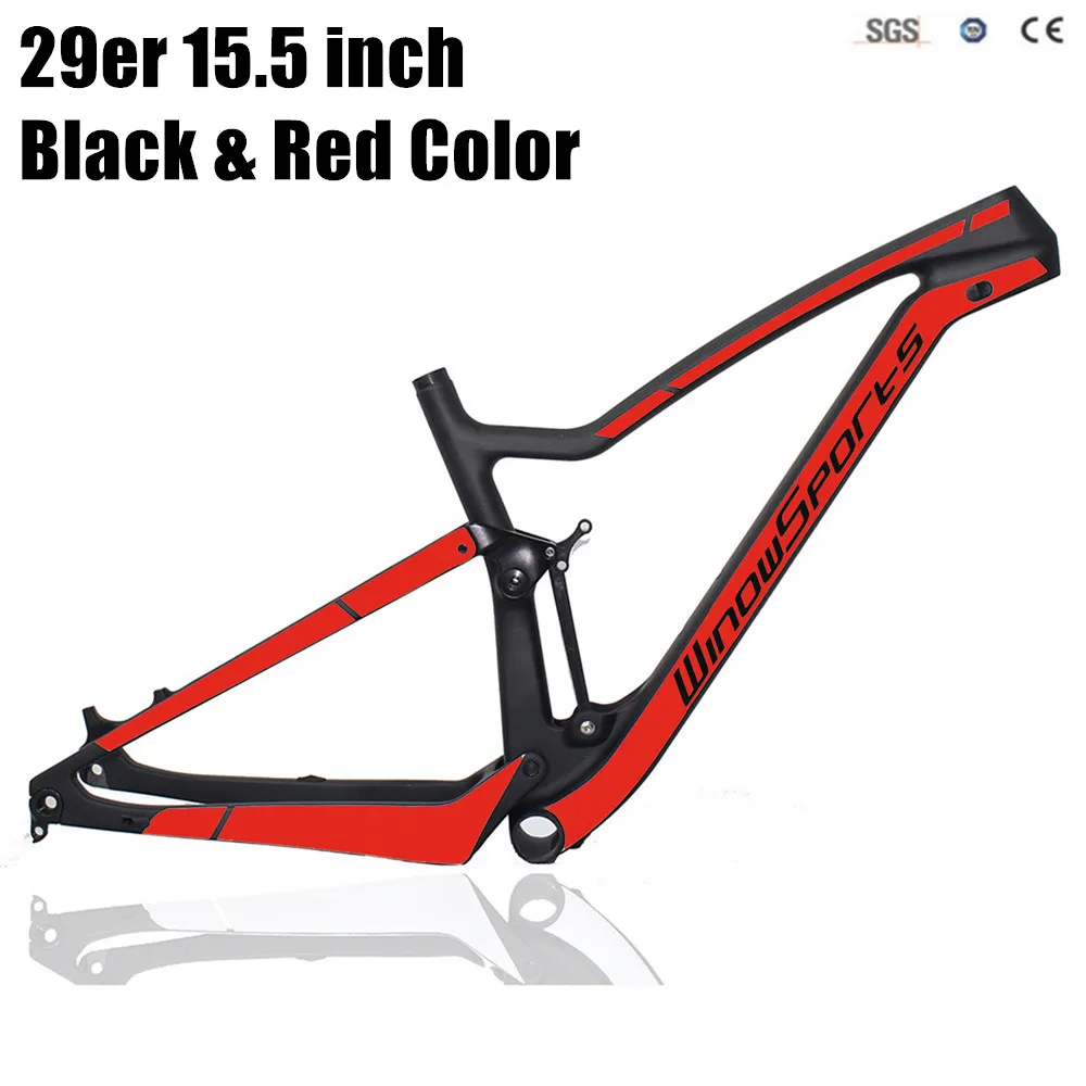 29er boost 148*12 полная подвеска карбоновый горный велосипед XC рама для горного велосипеда карбоновая подвеска рама диск 29er рама для горного велосипеда - Цвет: 15.5 Black Red