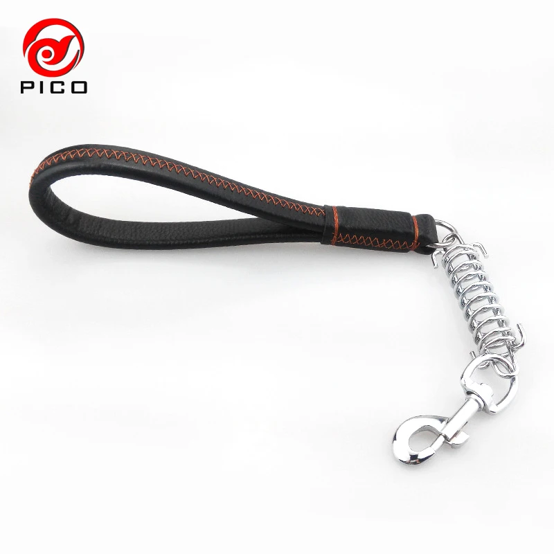 

2018 NEW genuine leather Large pet Dog Leash spring impact protect big dog harness pets lead product for animal ZL282