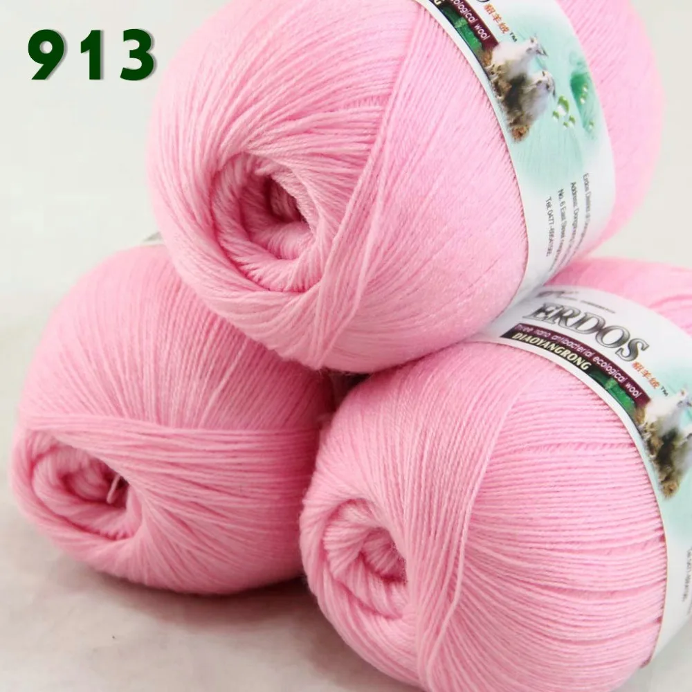 Лот из 3 мотков тонкая кружевная Мягкая шерстяная акриловая кашемировая пряжа