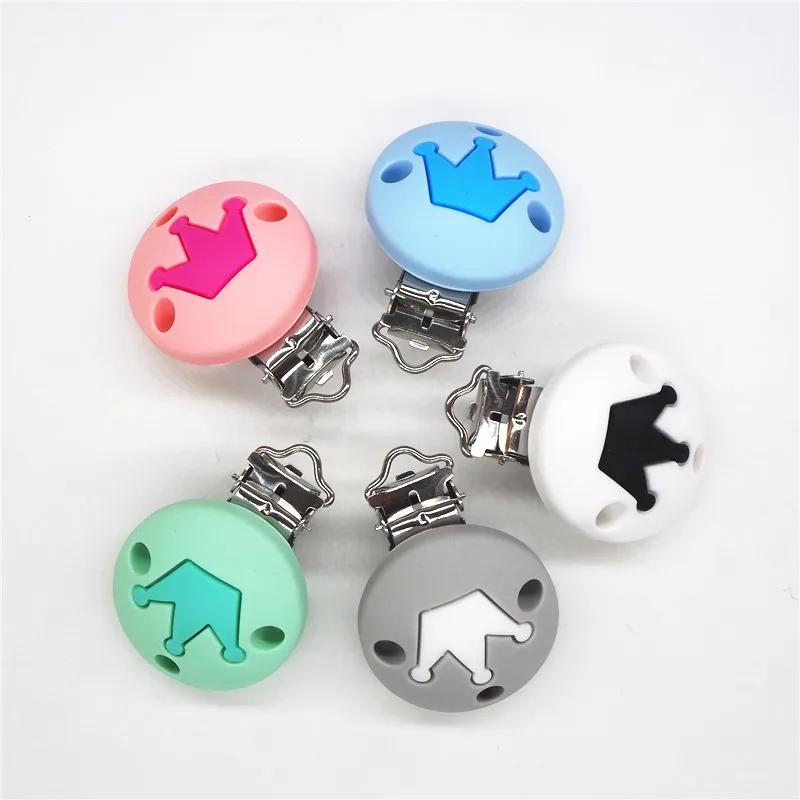 Chengkai 10pcs Round Silicone Star Heart Crown Clips DIY Baby Teether Dummy Pacifier Chain Holder Soother Nursing Toy | Украшения и