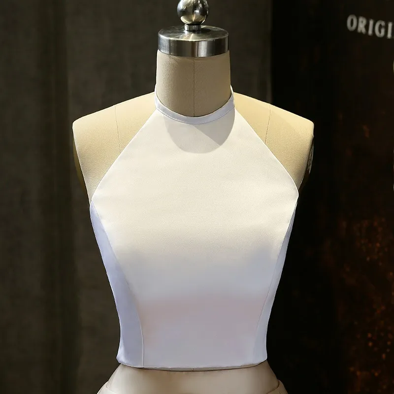 Элегантное платье для выпускного вечера из двух частей 2018 vestido longo с лямкой на шее