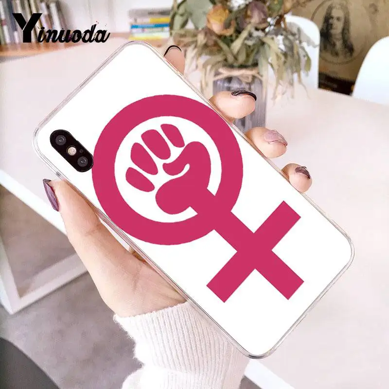 Чехол Yinuoda для iPhone 7 феминистский логотип киска розыгрыш розовый прозрачный чехол