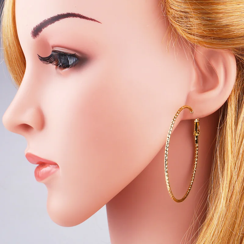 Punk Style Oversize Big Round Gold Hoop Earrings Set For Women Statement Jewelry Female Fashion Pearl Circle Earring ers-q45 | Украшения и