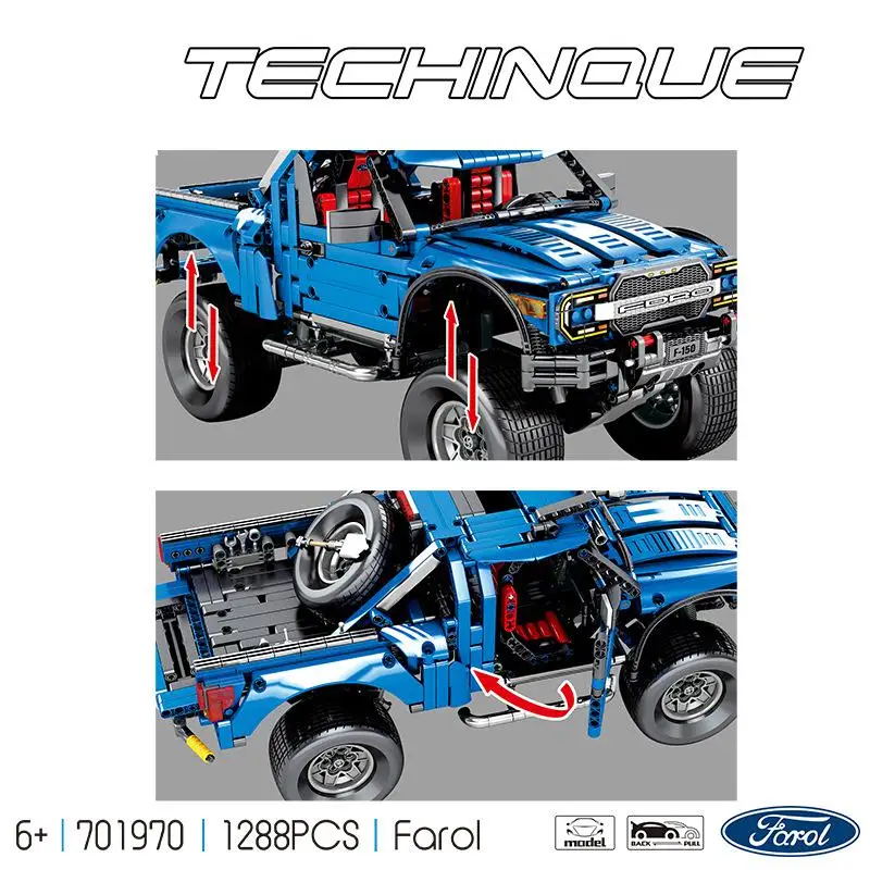 Technic Series 701970 Новый F 150 Raptor модель машины пикап Строительные блоки Набор