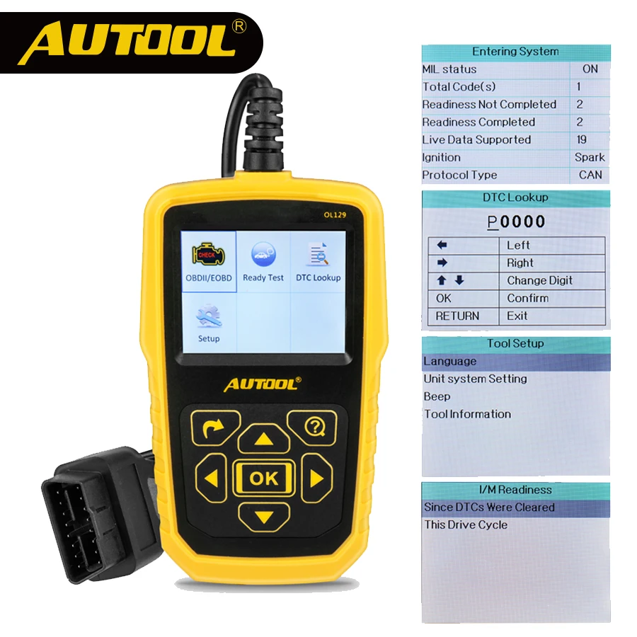AUTOOL OL129 OBD2 автомобильный сканер автомобильный считыватель кодов неисправностей двигателя диагностический инструмент для ремонта PK launch X431 CRP123