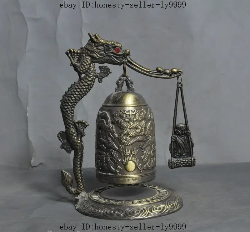 Китай Бронзовый фэншуй счастливый Дракон буддистская лампа Чжун звонок Чун|buddha